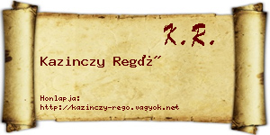 Kazinczy Regő névjegykártya
